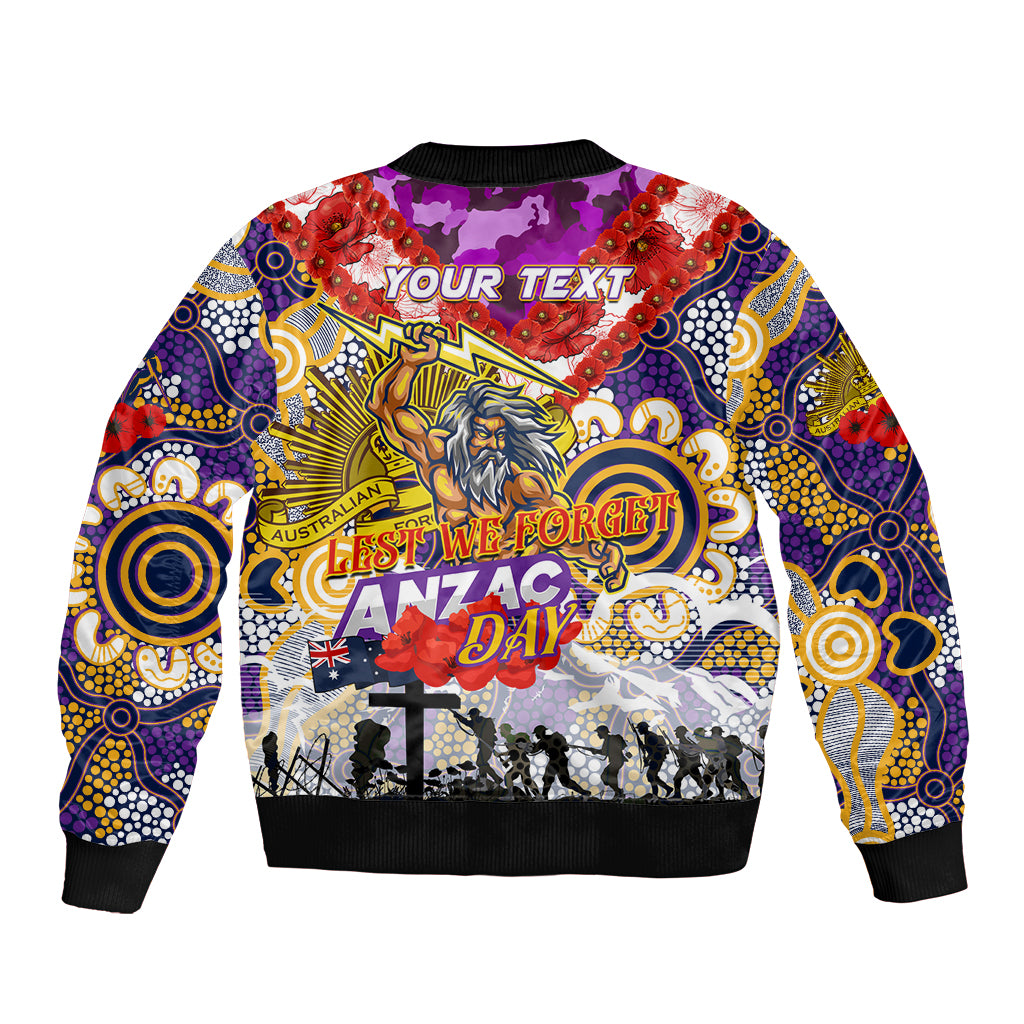 Personalised Storm ANZAC Day Sleeve Zip Bomber Jacket Aboriginal Rising Sun