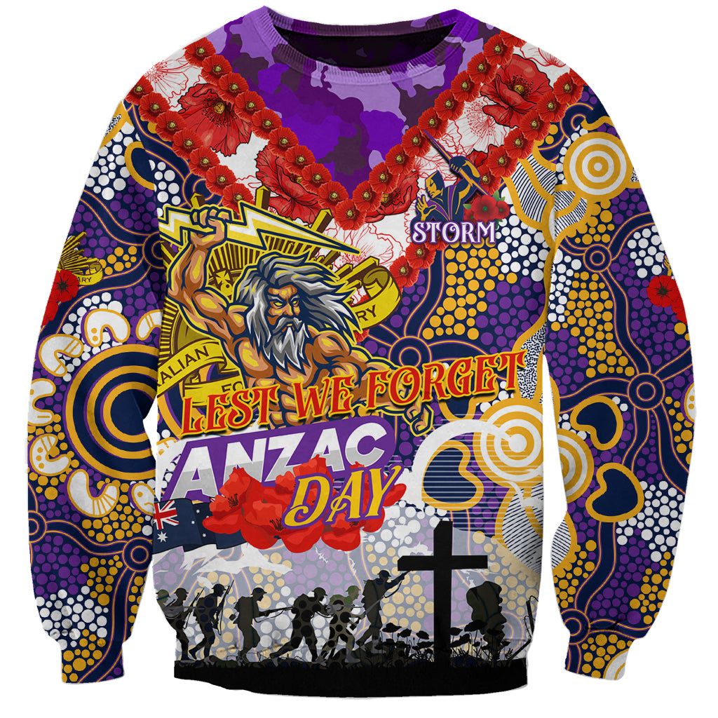 Personalised Storm ANZAC Day Sweatshirt Aboriginal Rising Sun