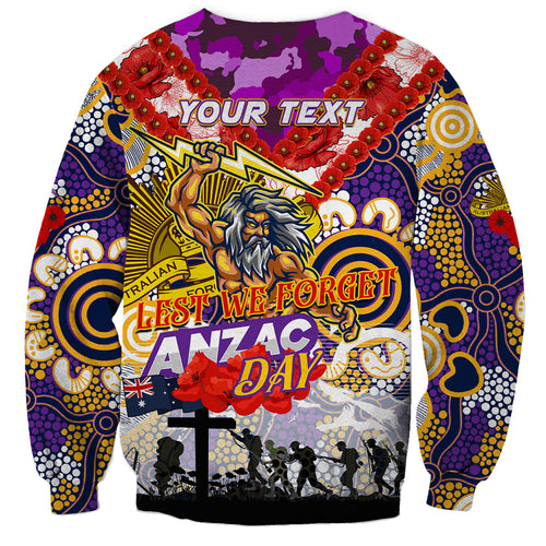 Personalised Storm ANZAC Day Sweatshirt Aboriginal Rising Sun