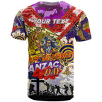 Personalised Storm ANZAC Day T Shirt Aboriginal Rising Sun