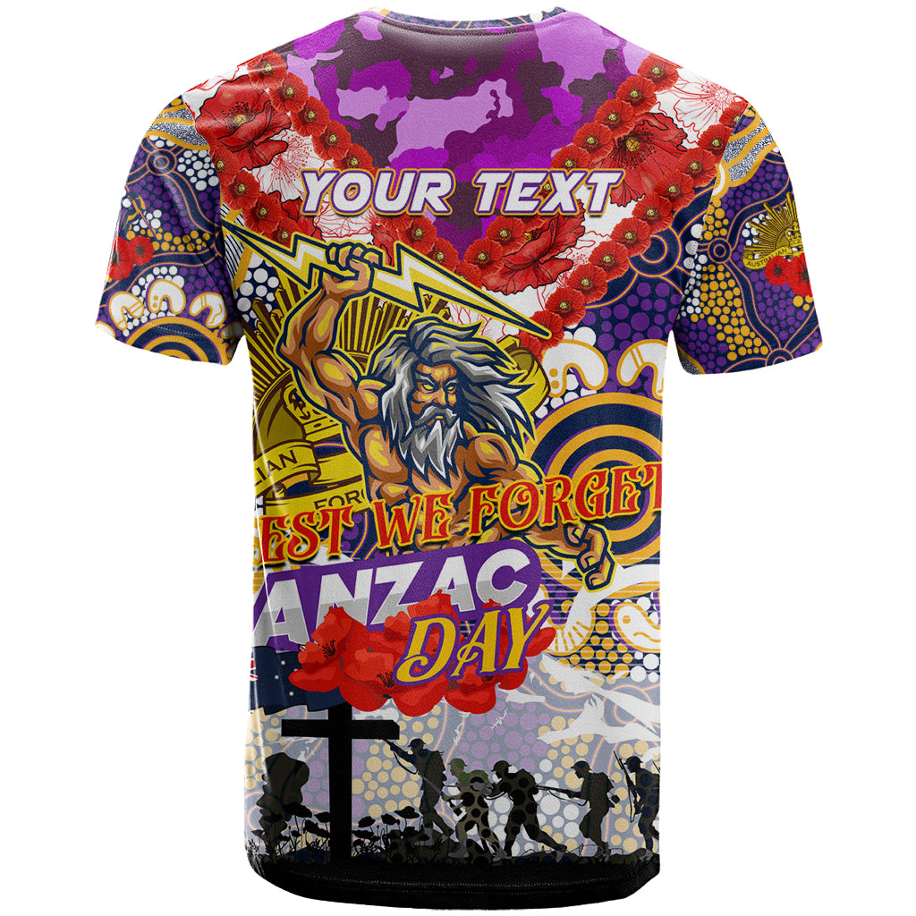 Personalised Storm ANZAC Day T Shirt Aboriginal Rising Sun