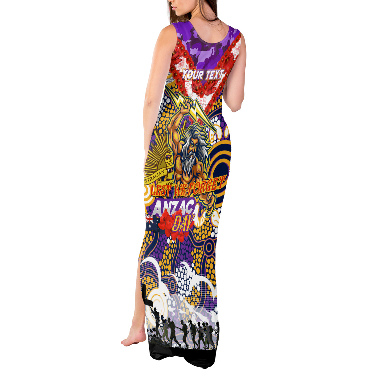 Personalised Storm ANZAC Day Tank Maxi Dress Aboriginal Rising Sun