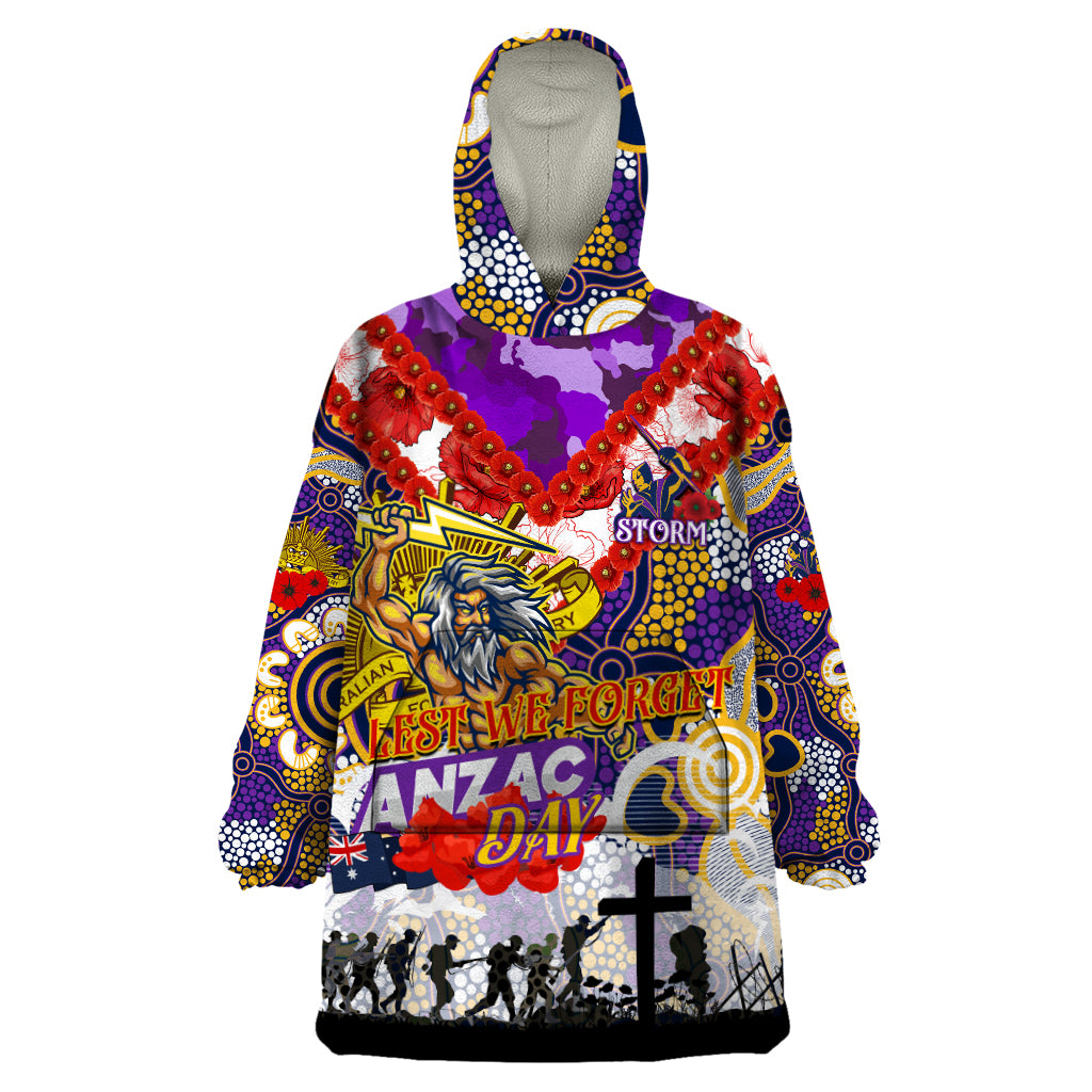 Personalised Storm ANZAC Day Wearable Blanket Hoodie Aboriginal Rising Sun