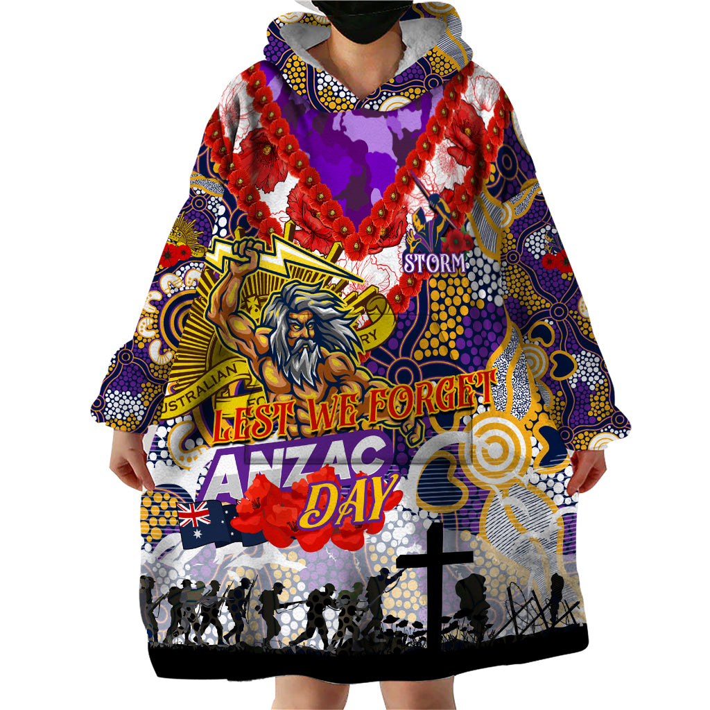 Personalised Storm ANZAC Day Wearable Blanket Hoodie Aboriginal Rising Sun
