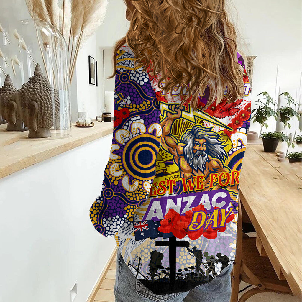 Personalised Storm ANZAC Day Women Casual Shirt Aboriginal Rising Sun