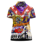 Personalised Storm ANZAC Day Women Polo Shirt Aboriginal Rising Sun