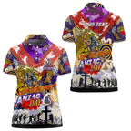 Personalised Storm ANZAC Day Women Polo Shirt Aboriginal Rising Sun