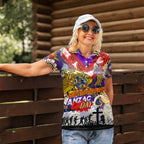 Personalised Storm ANZAC Day Women Polo Shirt Aboriginal Rising Sun