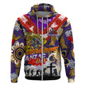 Personalised Storm ANZAC Day Zip Hoodie Aboriginal Rising Sun