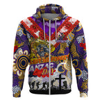 Personalised Storm ANZAC Day Zip Hoodie Aboriginal Rising Sun