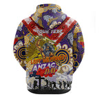 Personalised Storm ANZAC Day Zip Hoodie Aboriginal Rising Sun