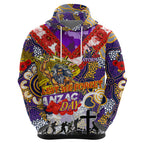 Personalised Storm ANZAC Day Zip Hoodie Aboriginal Rising Sun