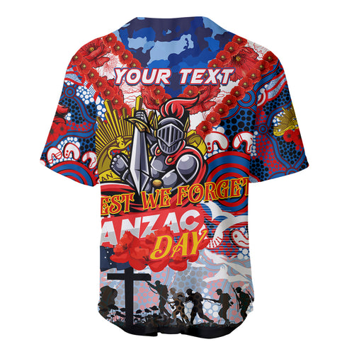 Personalised Knights ANZAC Day Baseball Jersey Aboriginal Rising Sun