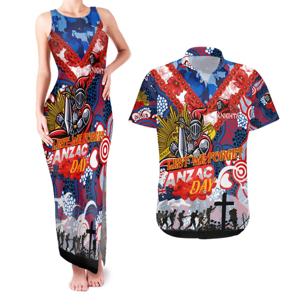 Personalised Knights ANZAC Day Couples Matching Tank Maxi Dress and Hawaiian Shirt Aboriginal Rising Sun