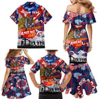 Personalised Knights ANZAC Day Family Matching Mermaid Dress and Hawaiian Shirt Aboriginal Rising Sun
