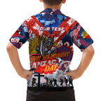 Personalised Knights ANZAC Day Family Matching Off The Shoulder Long Sleeve Dress and Hawaiian Shirt Aboriginal Rising Sun