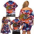 Personalised Knights ANZAC Day Family Matching Off Shoulder Short Dress and Hawaiian Shirt Aboriginal Rising Sun