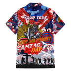 Personalised Knights ANZAC Day Family Matching Off Shoulder Short Dress and Hawaiian Shirt Aboriginal Rising Sun