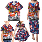 Personalised Knights ANZAC Day Family Matching Puletasi and Hawaiian Shirt Aboriginal Rising Sun