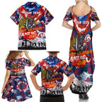 Personalised Knights ANZAC Day Family Matching Summer Maxi Dress and Hawaiian Shirt Aboriginal Rising Sun