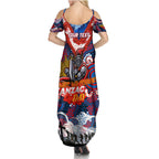 Personalised Knights ANZAC Day Family Matching Summer Maxi Dress and Hawaiian Shirt Aboriginal Rising Sun