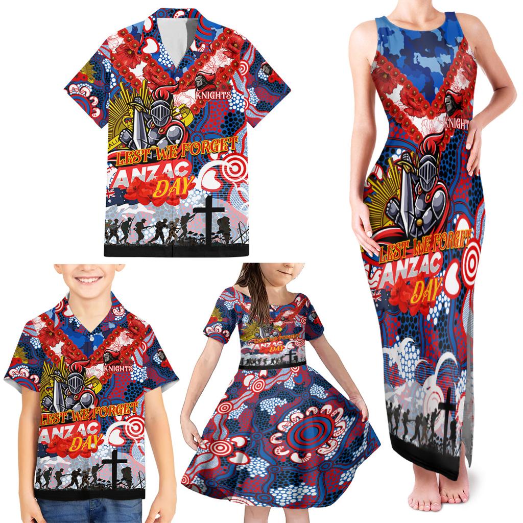 Personalised Knights ANZAC Day Family Matching Tank Maxi Dress and Hawaiian Shirt Aboriginal Rising Sun