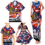 Personalised Knights ANZAC Day Family Matching Tank Maxi Dress and Hawaiian Shirt Aboriginal Rising Sun