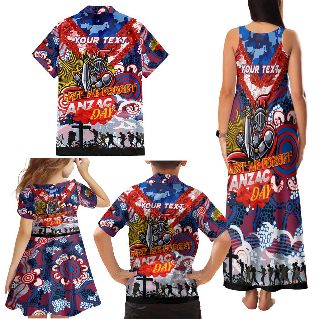Personalised Knights ANZAC Day Family Matching Tank Maxi Dress and Hawaiian Shirt Aboriginal Rising Sun