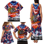 Personalised Knights ANZAC Day Family Matching Tank Maxi Dress and Hawaiian Shirt Aboriginal Rising Sun