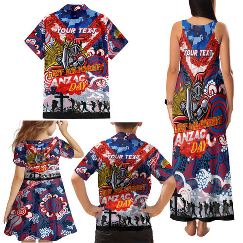 Personalised Knights ANZAC Day Family Matching Tank Maxi Dress and Hawaiian Shirt Aboriginal Rising Sun