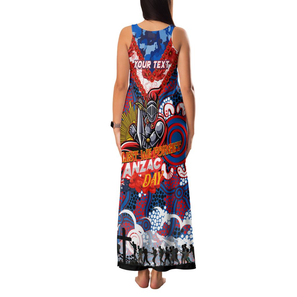 Personalised Knights ANZAC Day Family Matching Tank Maxi Dress and Hawaiian Shirt Aboriginal Rising Sun
