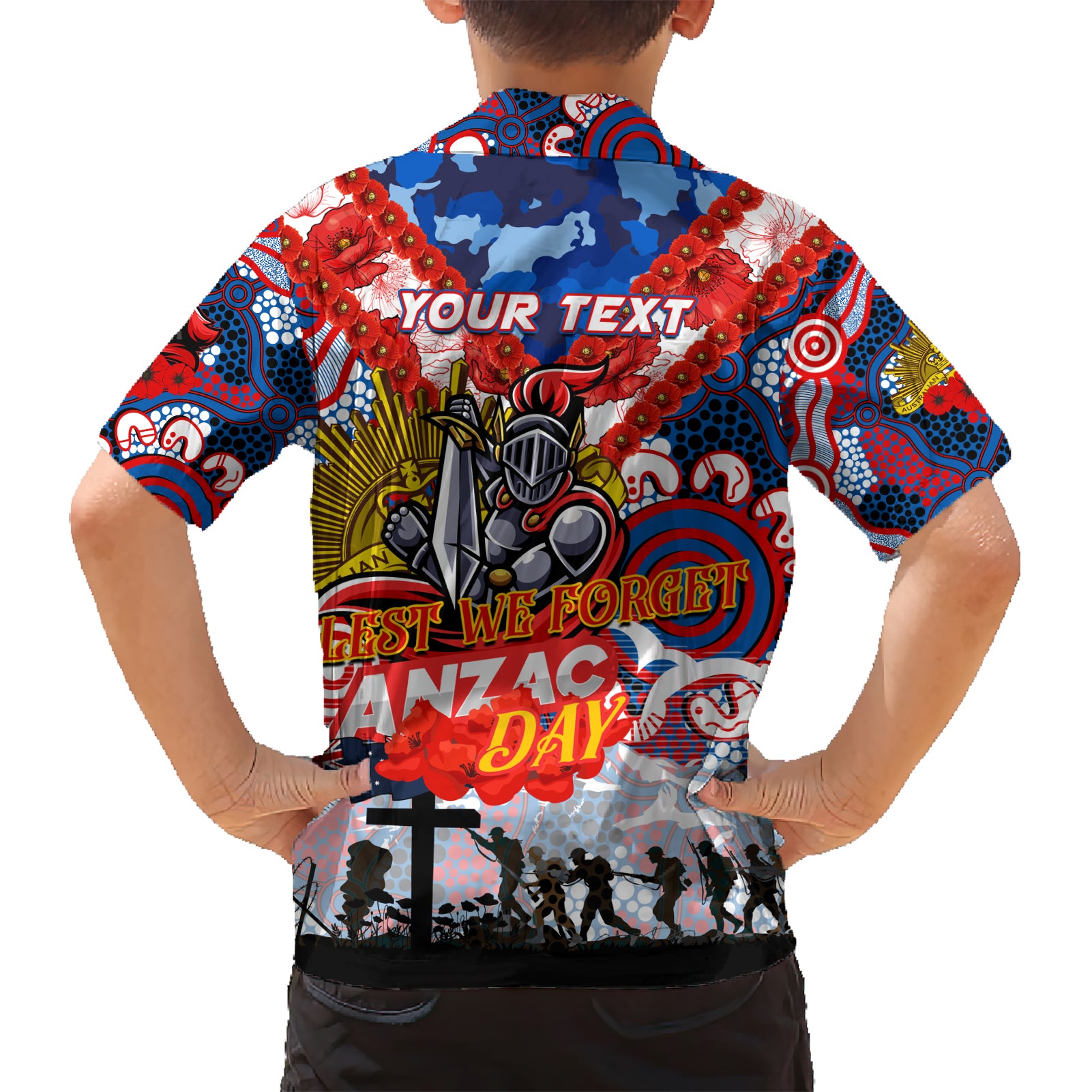 Personalised Knights ANZAC Day Hawaiian Shirt Aboriginal Rising Sun