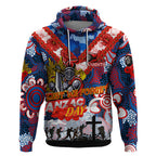 Personalised Knights ANZAC Day Hoodie Aboriginal Rising Sun