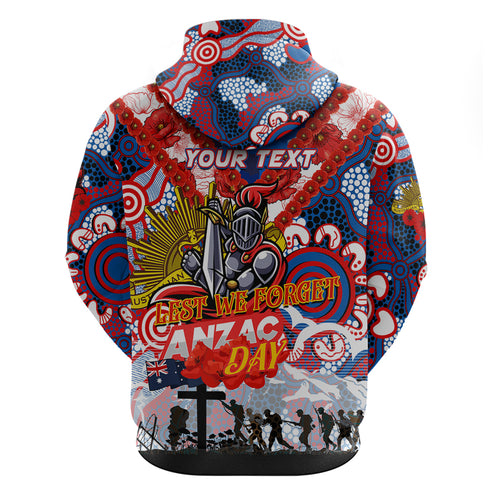 Personalised Knights ANZAC Day Hoodie Aboriginal Rising Sun