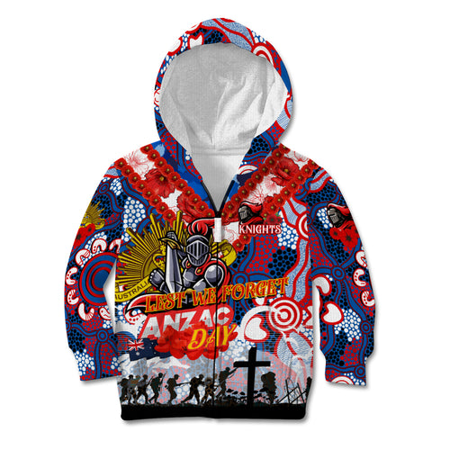 Personalised Knights ANZAC Day Kid Hoodie Aboriginal Rising Sun
