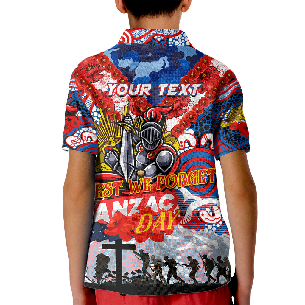 Personalised Knights ANZAC Day Kid Polo Shirt Aboriginal Rising Sun