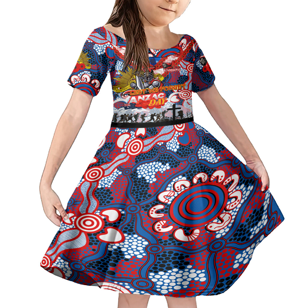 Personalised Knights ANZAC Day Kid Short Sleeve Dress Aboriginal Rising Sun