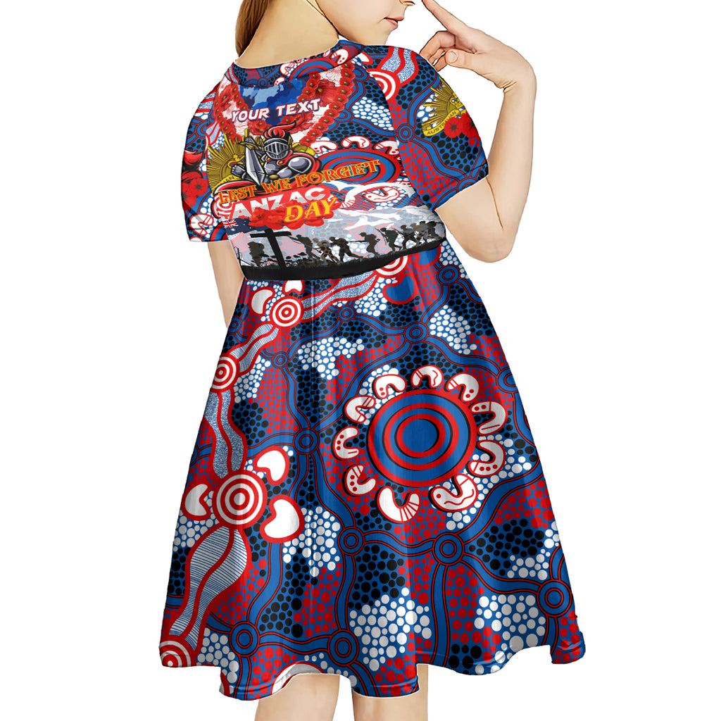 Personalised Knights ANZAC Day Kid Short Sleeve Dress Aboriginal Rising Sun