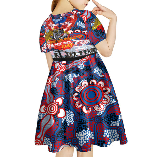 Personalised Knights ANZAC Day Kid Short Sleeve Dress Aboriginal Rising Sun