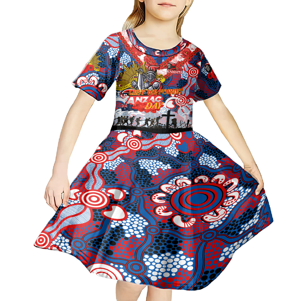 Personalised Knights ANZAC Day Kid Short Sleeve Dress Aboriginal Rising Sun