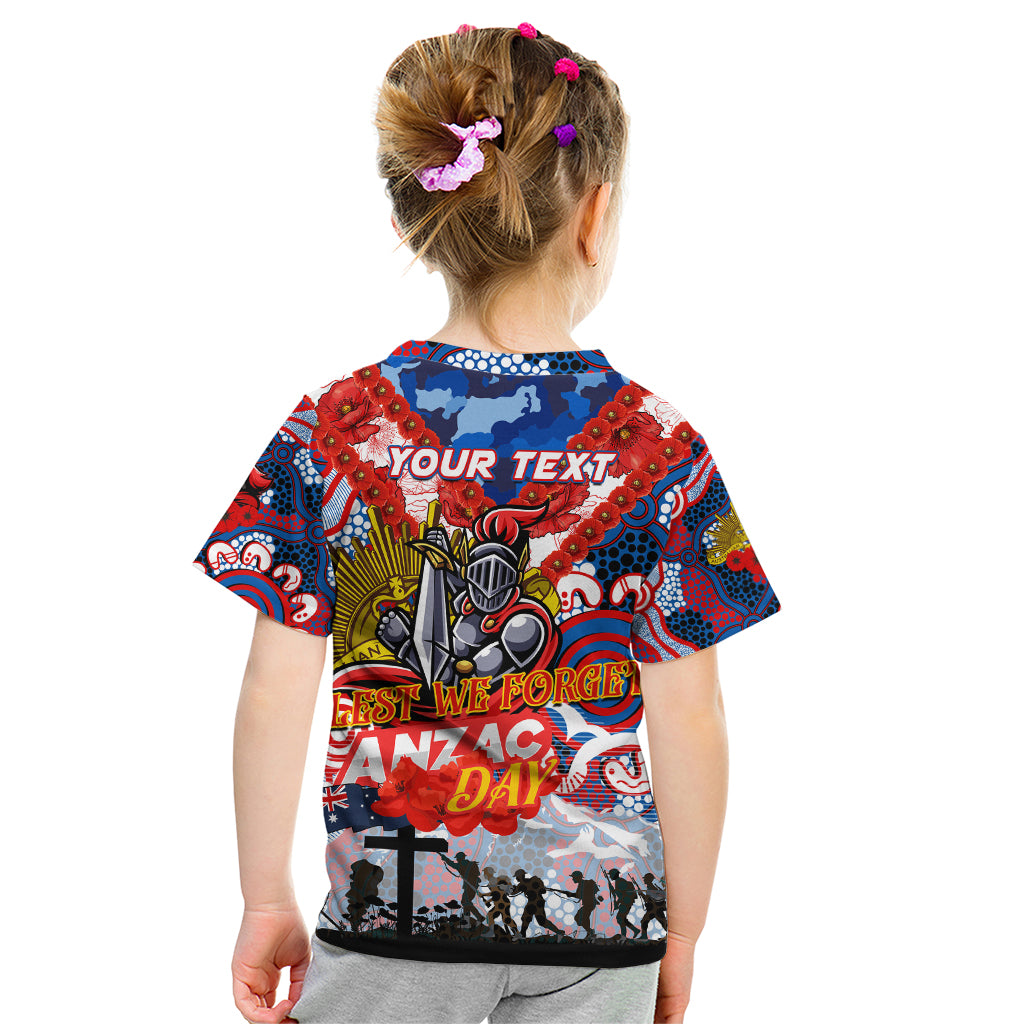 Personalised Knights ANZAC Day Kid T Shirt Aboriginal Rising Sun