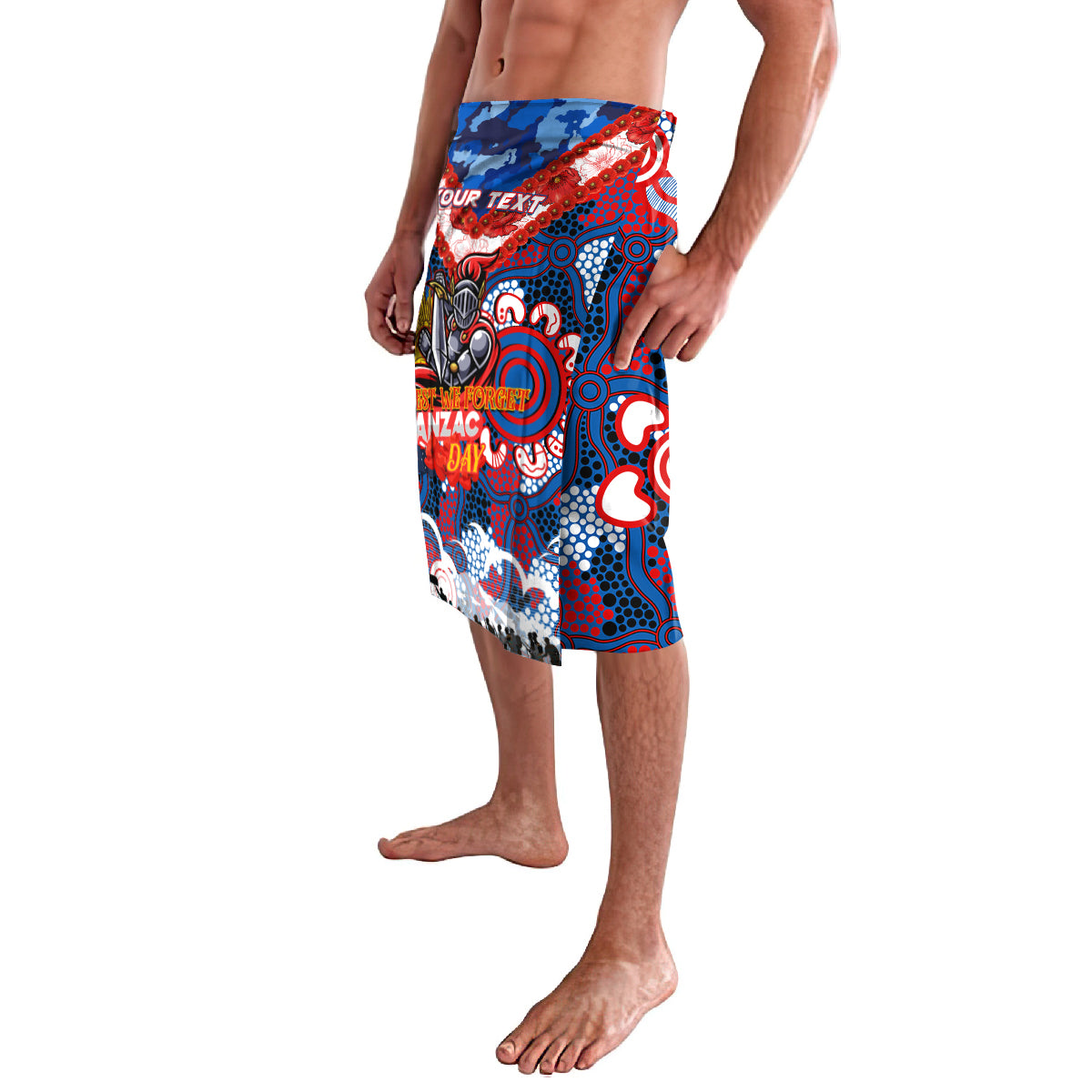 Personalised Knights ANZAC Day Lavalava Aboriginal Rising Sun