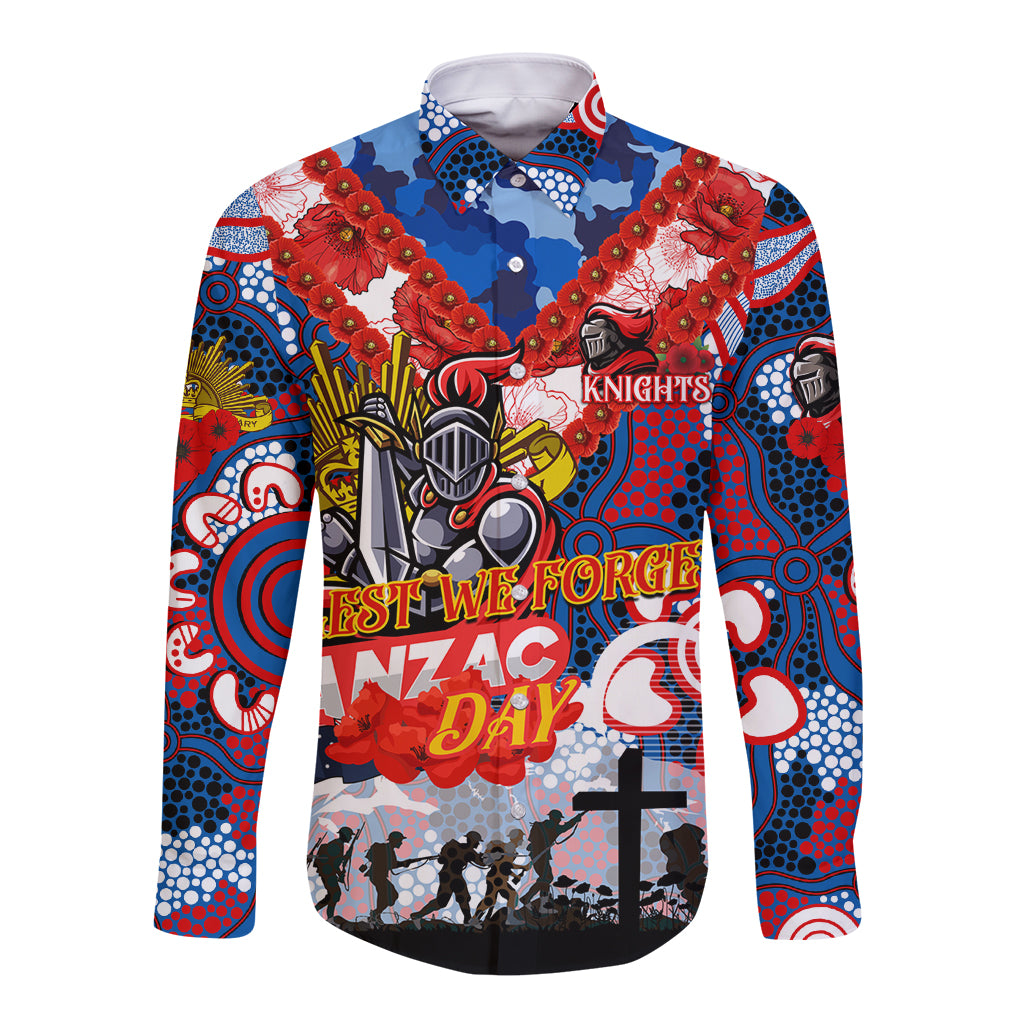 Personalised Knights ANZAC Day Long Sleeve Button Shirt Aboriginal Rising Sun