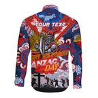 Personalised Knights ANZAC Day Long Sleeve Button Shirt Aboriginal Rising Sun