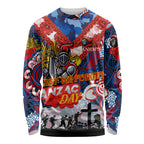 Personalised Knights ANZAC Day Long Sleeve Shirt Aboriginal Rising Sun