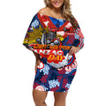 Personalised Knights ANZAC Day Off Shoulder Short Dress Aboriginal Rising Sun