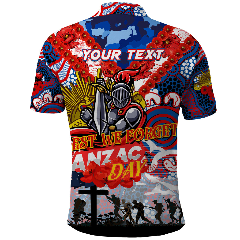 Personalised Knights ANZAC Day Polo Shirt Aboriginal Rising Sun
