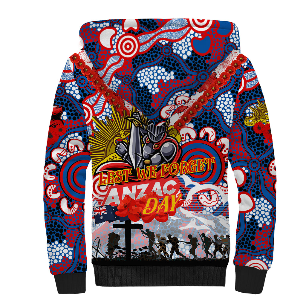 Personalised Knights ANZAC Day Sherpa Hoodie Aboriginal Rising Sun