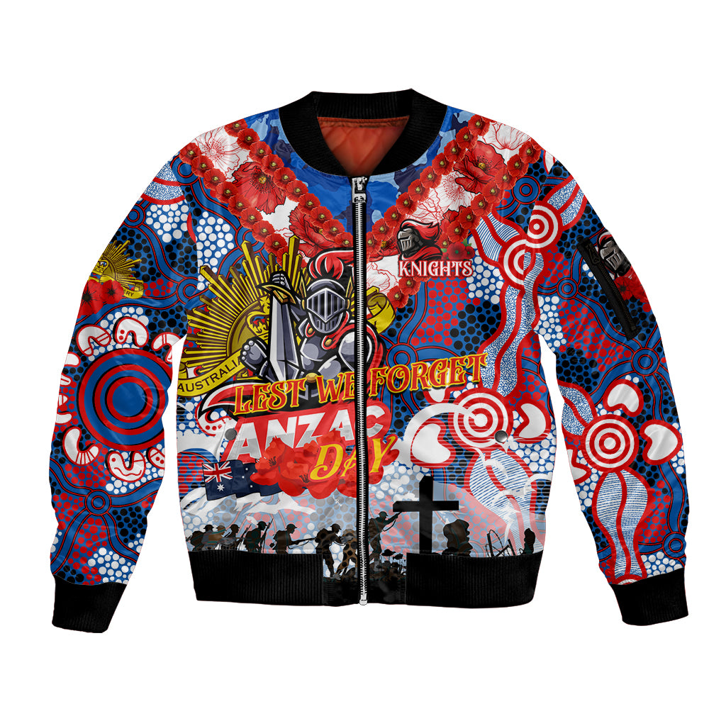 Personalised Knights ANZAC Day Sleeve Zip Bomber Jacket Aboriginal Rising Sun