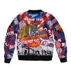 Personalised Knights ANZAC Day Sleeve Zip Bomber Jacket Aboriginal Rising Sun
